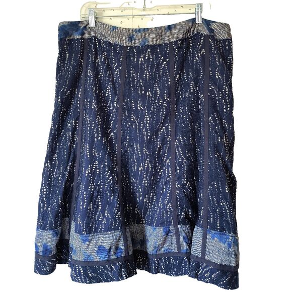 Coldwater Creek Skirt Womens Plus 1X Blue Geometric Embroidery Midi Cottage Boho - Picture 2 of 15